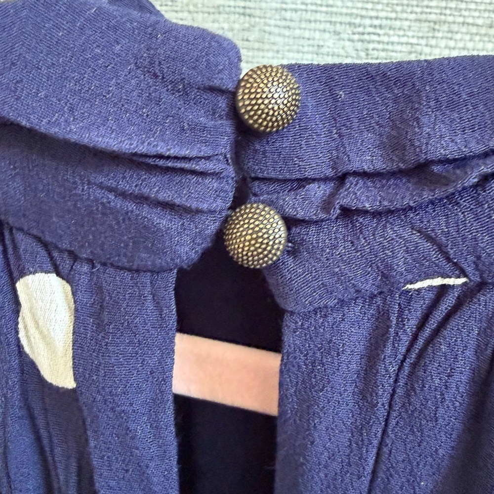 Large Anthropologie Maddie halter romper Navy blue White Polka Dot shorts - Picture 8 of 16